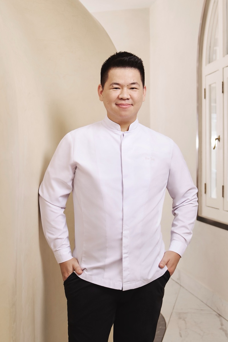 Chef plating a course